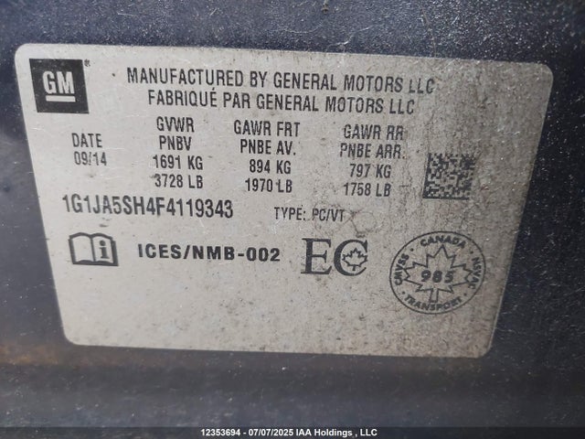 1G1JA5SH4F4119343 Chevrolet luw