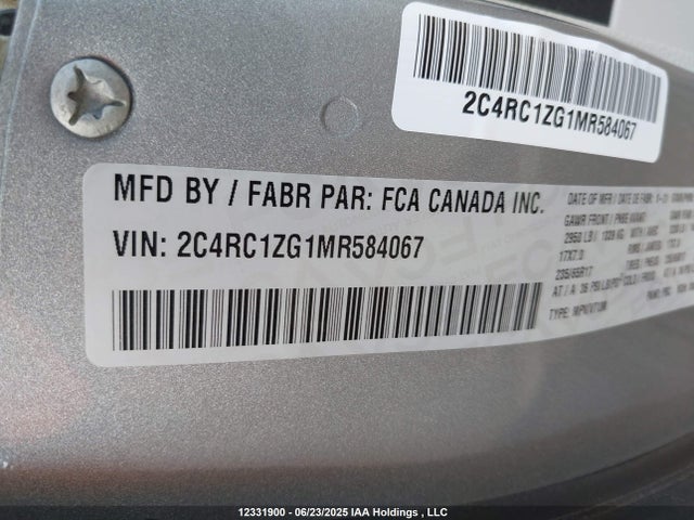 2C4RC1ZG1MR584067 Chrysler grand caravan