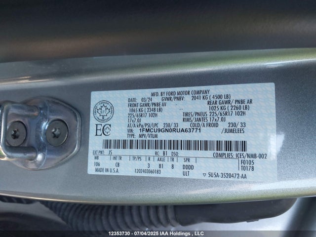 1FMCU9GN0RUA63771 Ford dragon gtdi