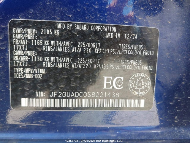 JF2GUADC0S8221438 Subaru na