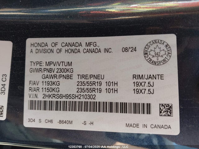 2HKRS6H95SH210302 Honda lfc3