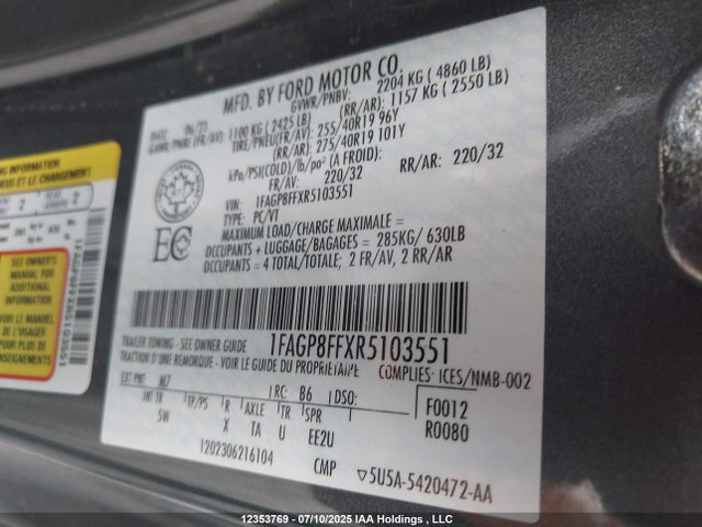 1FAGP8FFXR5103551 Ford tivct