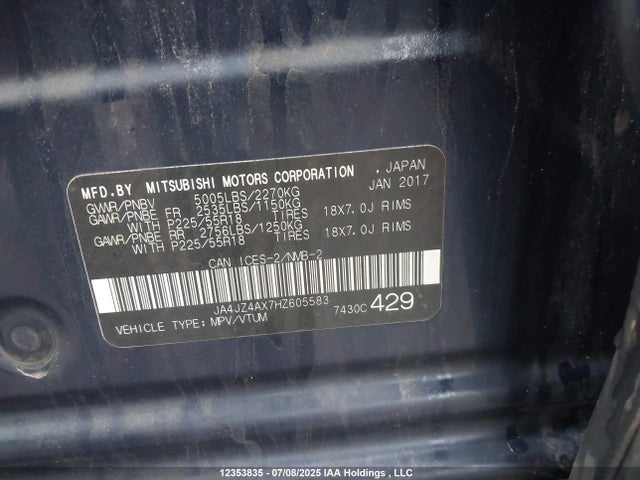 JA4JZ4AX7HZ605583 Mitsubishi 3.0 sohc mivec