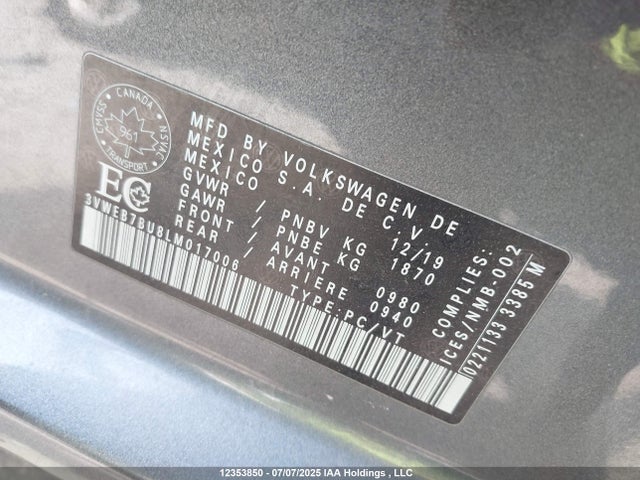 3VWEB7BU8LM017006 Volkswagen 1.4 tsi