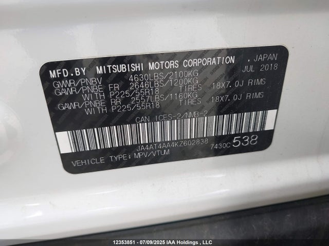 Mitsubishi Eclipse 2019 JA4AT4AA4KZ602838 Image 9