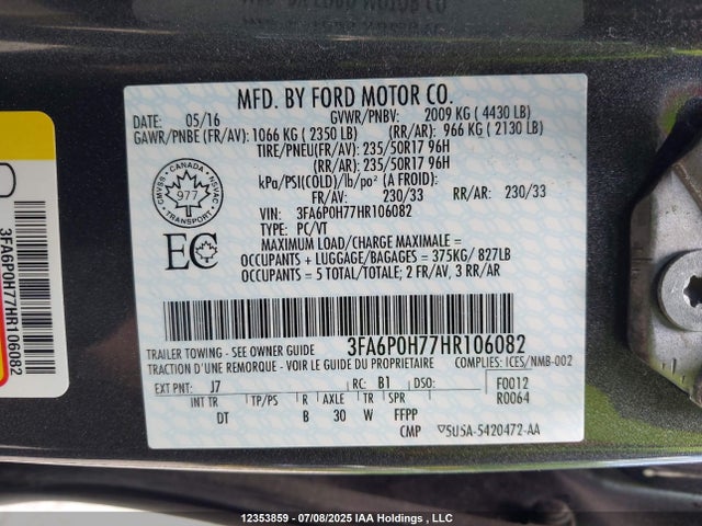 Ford Fusion 2017 3FA6P0H77HR106082 Image 19