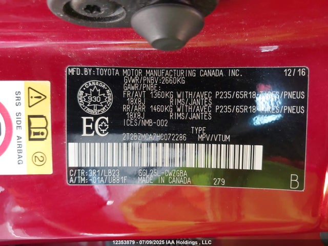 2T2BZMCA7HC072286 Lexus 2017