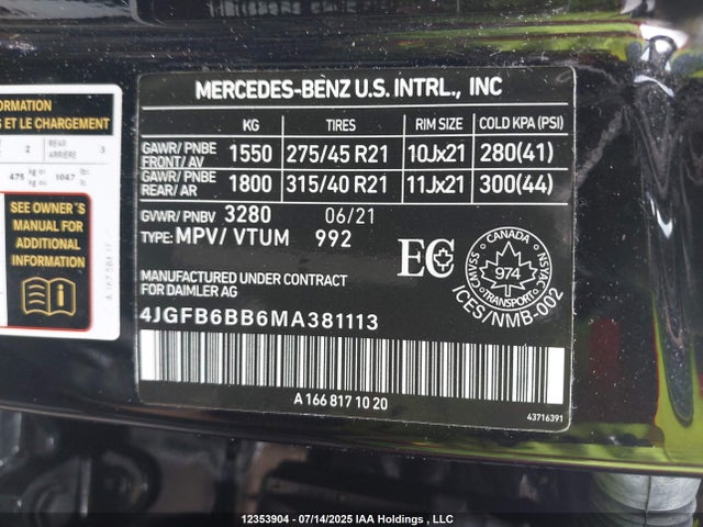 Mercedes-Benz m256 2021 4JGFB6BB6MA381113 Image 21