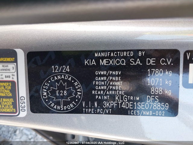 3KPFT4DE1SE078859 KIA k4