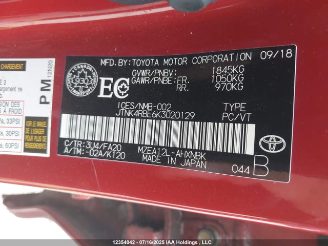 JTNK4RBE6K3020129 Toyota m20a-fks