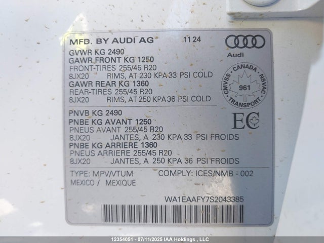 Audi 45 tfsi (2.0t) 2025 WA1EAAFY7S2043385 Image 19