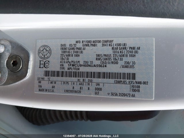 1FMCU9H60NUA55624 Ford dragon di tc