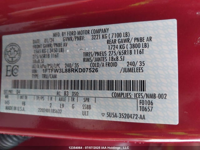 1FTFW3L88RKD07526 Ford gtdi