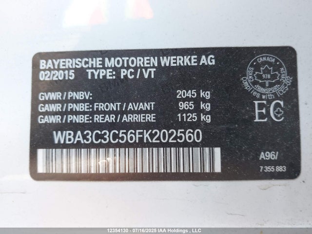 WBA3C3C56FK202560 BMW 2015