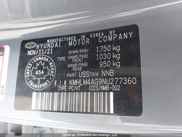 KMHLM4AG9NU277360 Hyundai mpi nu pe