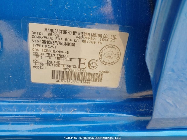 3N1CN8FV7NL849040 Nissan 2022