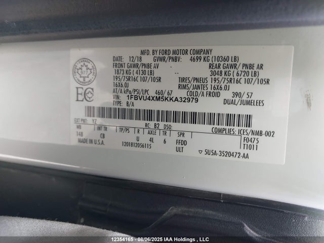 1FBVU4XM5KKA32979 Ford 2019