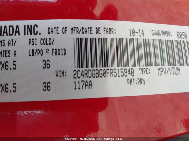 2C4RDGBG0FR515948 Dodge Grand Caravan