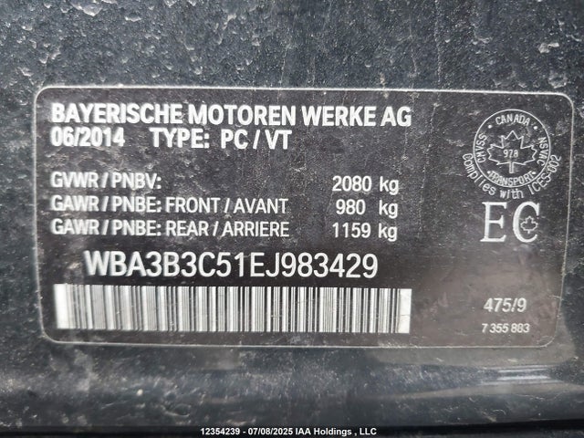 WBA3B3C51EJ983429 BMW 2014
