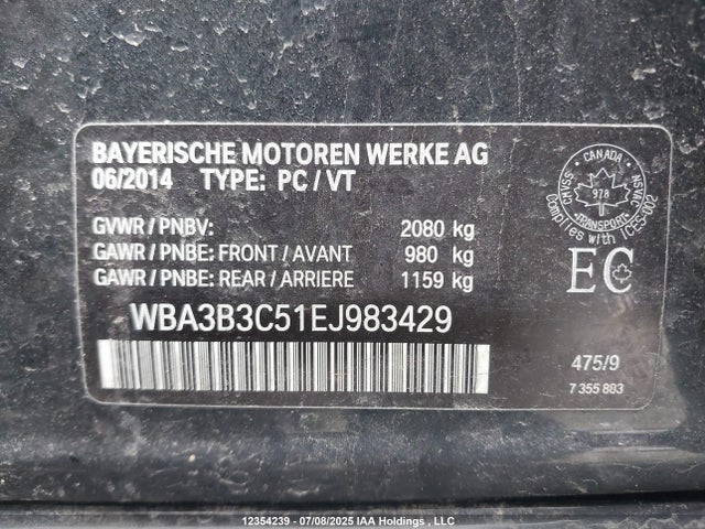 WBA3B3C51EJ983429 BMW 2014