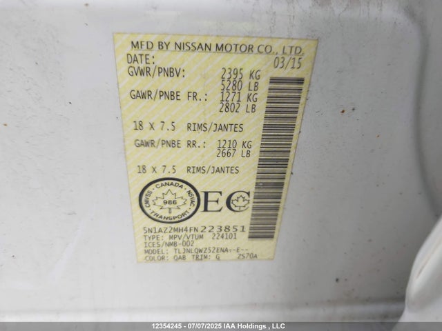 5N1AZ2MH4FN223851 Nissan Murano