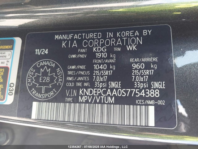 KNDEPCAA0S7754388 KIA nu mpi