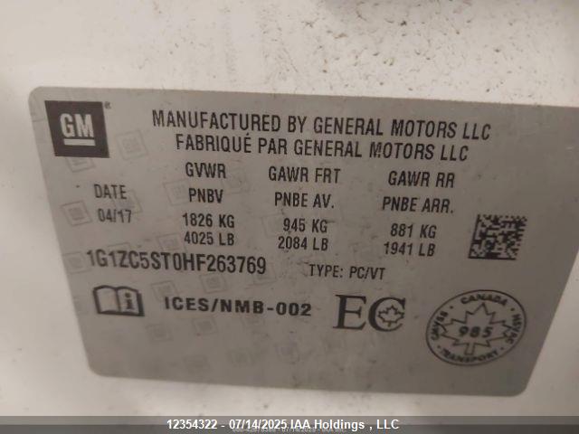1G1ZC5ST0HF263769 Chevrolet lfv - di: direct injection, vvt: variable valve timing, gen 1