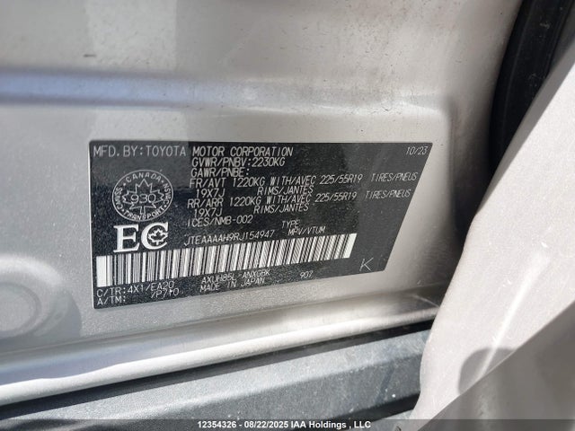 JTEAAAAH9RJ154947 Toyota a25a-fxs