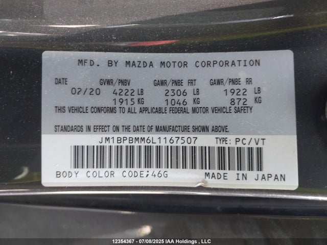JM1BPBMM6L1167507 Mazda py cylinder deactivation