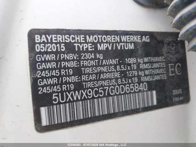 5UXWX9C57G0D65840 BMW X3