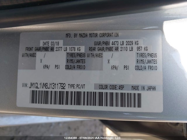 JM1GL1VM8J1311792 Mazda Mazda6 Gs-l