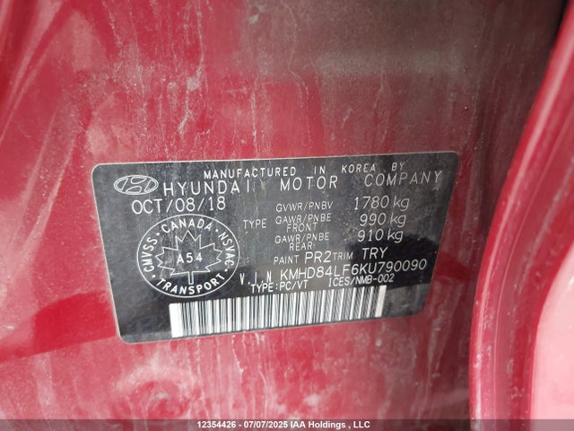 KMHD84LF6KU790090 Hyundai mpi nu