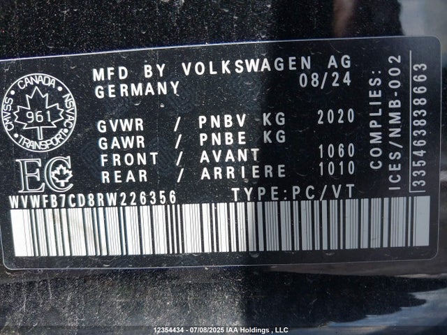 WVWFB7CD8RW226356 Volkswagen 2.0 tsi