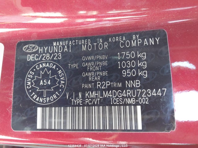 KMHLM4DG4RU723447 Hyundai mpi nu pe
