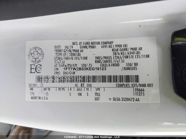 Ford 2019 2019 1FT7W2B63KEG18123 Image 18