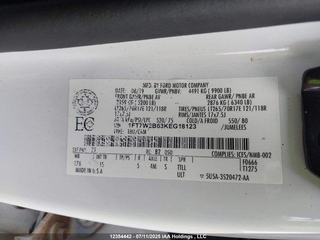 Ford 2019 2019 1FT7W2B63KEG18123 Image 9