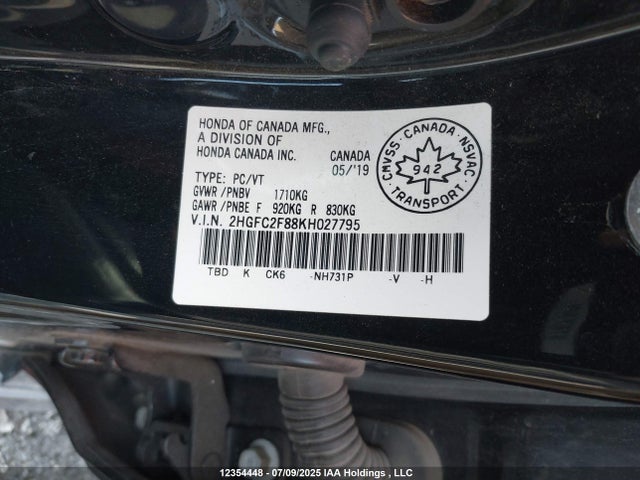 Honda k20c2 2019 2HGFC2F88KH027795 Image 19