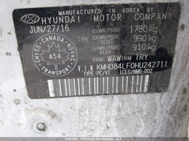 KMHD84LF0HU242711 Hyundai 2017
