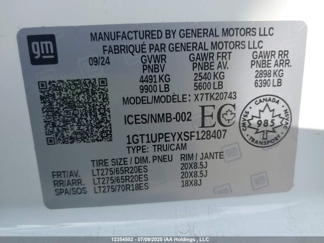 1GT1UPEYXSF128407 GMC l5p