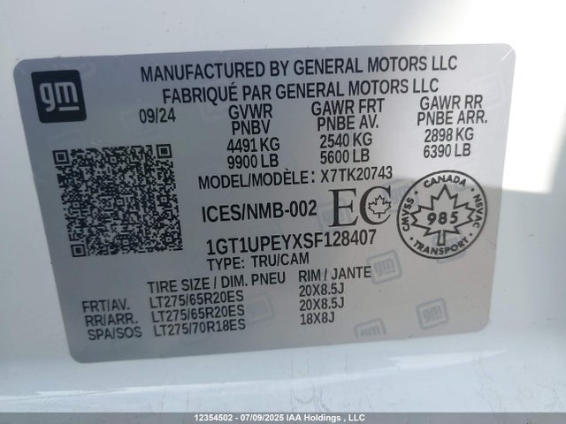 1GT1UPEYXSF128407 GMC l5p