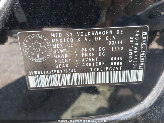 3VWDK7AJ5EM275943 Volkswagen Jetta