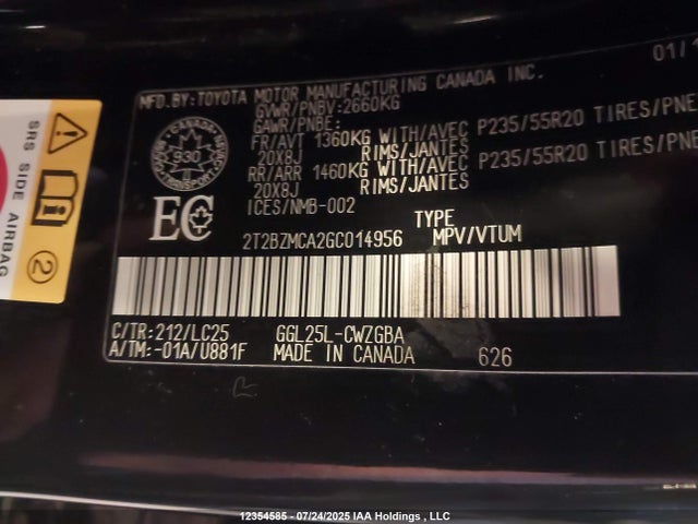 Lexus 2016 2016 2T2BZMCA2GC014956 Image 9