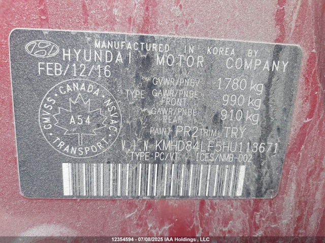 KMHD84LF5HU113671 Hyundai 2017