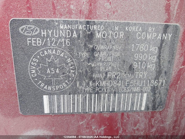 KMHD84LF5HU113671 Hyundai 2017