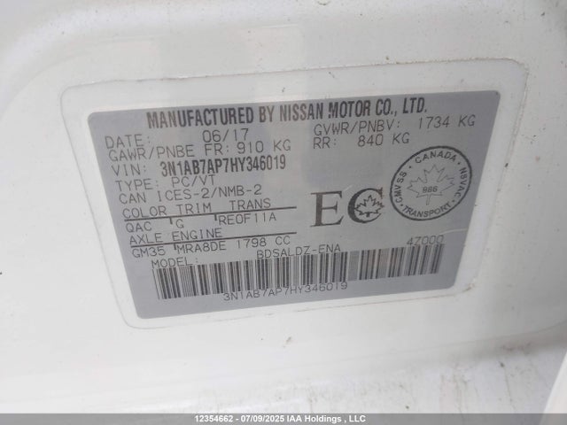 3N1AB7AP7HY346019 Nissan Sentra