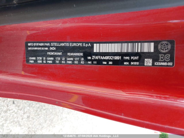 ZFAFFAA49RX219891 Fiat 500E
