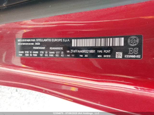 ZFAFFAA49RX219891 Fiat 500E