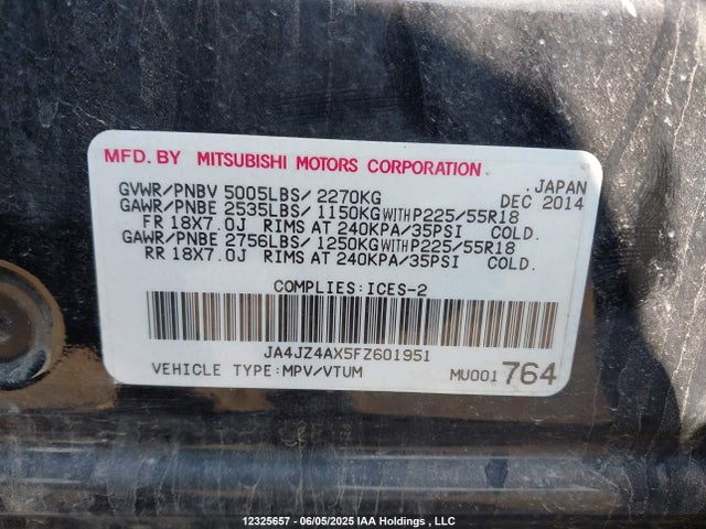 JA4JZ4AX5FZ601951 Mitsubishi sohc mivec