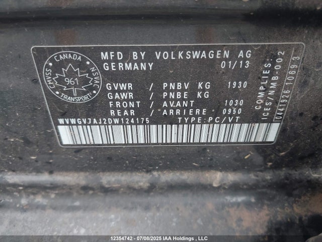 Aukcja sprzedaży 2013 Volkswagen Golf Gti 5-door/5-door Wolfsburg Edition, vin: WVWGV7AJ2DW124175, numer aukcji: 12354742
