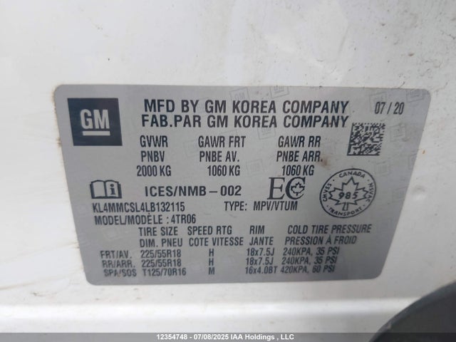 KL4MMCSL4LB132115 Buick l3t - sidi, vvt, alum